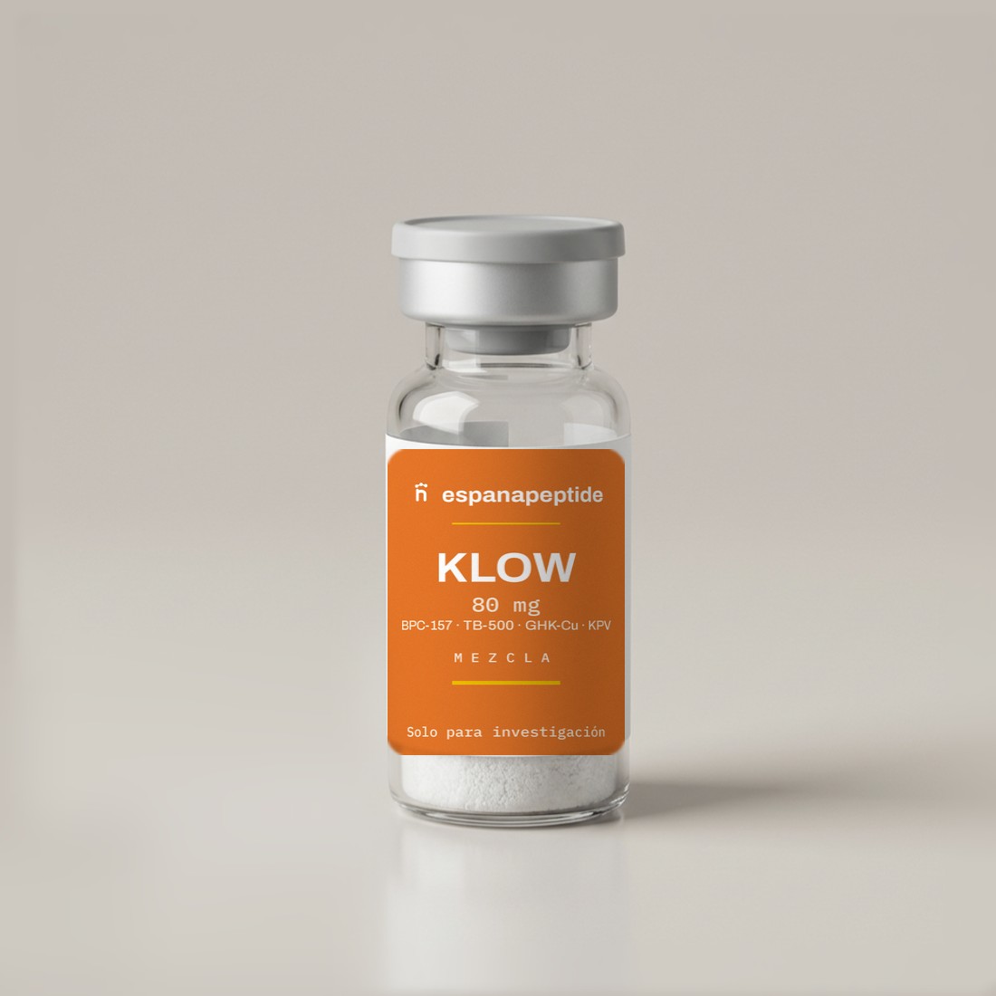 KLOW 80mg (BPC-157 + TB-500 + GHK-Cu + KPV) vial de péptido de investigación